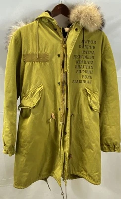 Abrigo parka militar forrado de piel real grande Miss & Mrs Italia para mujer Chartreuse Foto 1 de 4