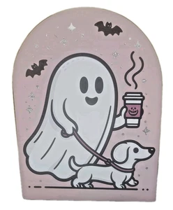 Ghost Walking Dachshund Dog Shelf Sitter 8"H 6" W 1.5"D - Picture 1 of 4