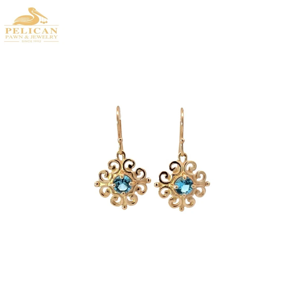 Pendientes colgantes James Avery español encaje topacio azul en amarillo 14K Go (PBR114113) Foto 1 de 4