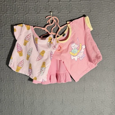 Lote de 3 Tops Antiguos Azul Marino Niña Talla 6-12 Meses Gráfico de Comida Rosa Foto 1 de 4