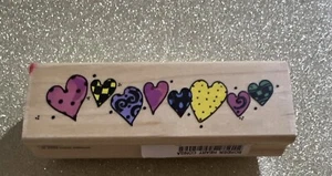 Stampington & Co wood mounted rubber stamp Border Conga Heart Line 1999 C8009 - Picture 1 of 10