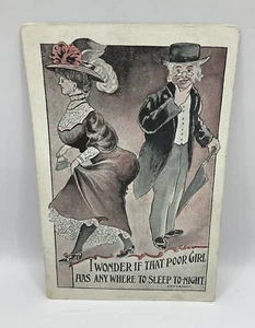 Old Comic Postcard, High Society Lady, Poor Girl, Saucy Theme, Possibly Rare. - Bild 1 von 12