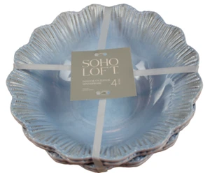 Soho Loft Melamine Bowls 8" Cereal Soup Light Blue Scalloped Edge Set of 4 NWT - Picture 1 of 6