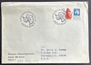 NORWAY 1971 FDC Sc# 578 The Antarctic Treaty Oslo to Chicago - Picture 1 of 2
