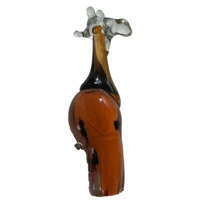 Jirafa de vidrio negro naranja transparente hecha a mano Ngwenya Reino de Suazilandia Foto 1 de 4
