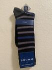 Chaussettes habillées homme Cole Haan taille 7-12.  Rayure noire bleu gris