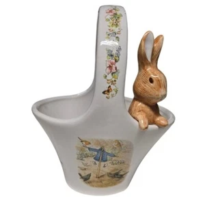 VTG Teleflora Peter Rabbit Basket Ceramic Bunny Planter Easter Beatrix Potter 98 - Picture 1 of 15