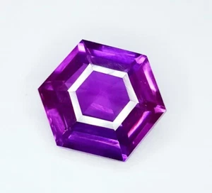 Zafiro púrpura natural 6,87 quilates piedra preciosa suelta certificada forma hexagonal zafiro - Imagen 1 de 10