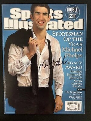 Michael Phelps Signed Sports Illustrated 12/8/08 No Label Olympics SOY Auto JSA - Image 1 of 4