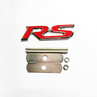 Chrome & Red Metal Alloy RS Letter Car Front Grill Grille Emblem Badge Nameplate