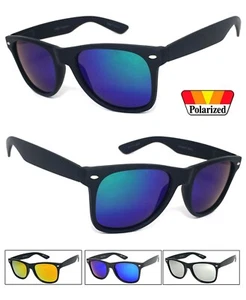 1 o 2 pares de gafas de sol retro cuadradas con marco negro brillante espejo polarizado - Imagen 1 de 14