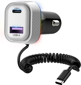 3 in 1 Car Adapter Phone Charger 60W Super Fast Charging QC 3.0 USB C 3.2ft PD - Picture 1 of 17