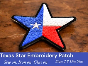 TEXAS STATE STAR FLAG PATCH LONE STAR TX REPUBLIC EMBROIDERED IRON-ON ,SEW-ON... - Picture 1 of 5