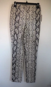 Black & White Snake Print Pull On Vegan Ankle Length Pants Faux Leather Sz S NWT - Picture 1 of 7