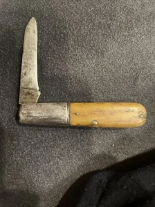 Antique Older Vintage Bone & Wood Handle Barlow Style 1 Blade Pocket Knife Rare - Picture 1 of 15