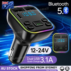 Bluetooth 5.0 Radio Car Kit Wireless FM Transmitter Dual USB Charger MP3 Player - Picture 1 of 9