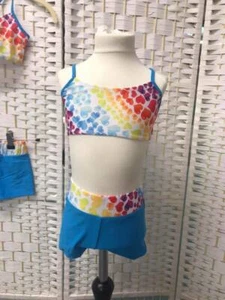 DANCE COSTUME FESTIVAL SHOW STAGE LOVE CROP TOP/SHORTS £15 A SET 6YRS (109) B13 - Picture 1 of 3
