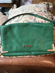 MICHAEL KORS Beverly Green Leather Oversized Clutch Handbag shoulder bag
