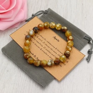 FIRE AGATE Bracelet Stretch Fit Handmade + Gift Bag & Card Crystal Gemstone 8mm - Picture 1 of 7