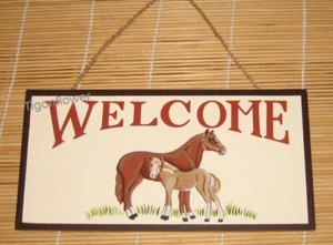 Letrero de madera placa decoración campo BIENVENIDA CABALLOS granja granero - Imagen 1 de 1