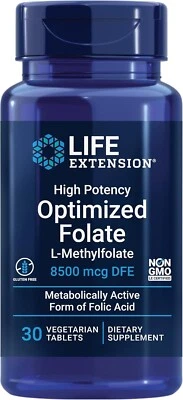 Life Extension Folato Optimizado Alta Potencia-L-Metilfolato-8500 mcg, 30 Comprimidos Foto 1 de 4