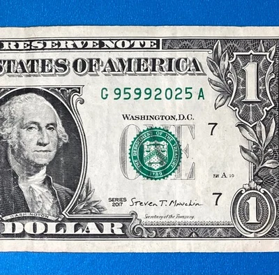G 95992025 A : High Number $1 One Dollar Bill Fancy Serial Number - Image 1 of 3