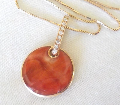 Rare Kabana 14K Rose Gold Spiny Oyster Diamond Necklace - 6.82 gms, 18 inch - Image 1 of 4