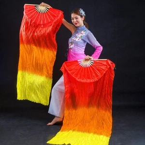 50cm Belly Dancing Fan Gradient Color Long Imitation Fan Kid Women - Picture 1 of 22