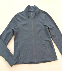 PACT Organic Cotton Elastane Blue Zip-Up Jacket Sweatshirt Sz Medium Athleisure - Picture 1 of 11