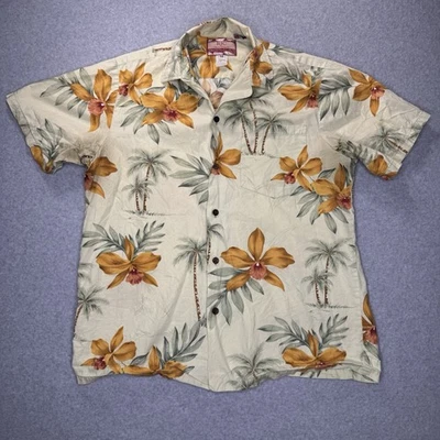 Camisa De Colección RJC Hawaiana Aloha Para Hombre M Floral Palmeras Verde Naranja Hecha en EE. UU. Foto 1 de 4