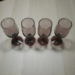 Vintage - Weingläser 6 Unzen LILA PFLAUME mundgeblasenes Glas 4-teiliges Set - Bild 1 von 22