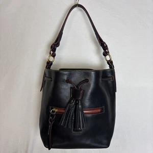 Dooney & Bourke Black Leather Logan Bucket Bag Purse NEW - Picture 1 of 7
