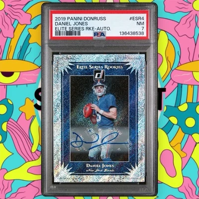 2019 Donruss Elite Series Rookie Auto /49 💎 DANIEL JONES 🧲 PSA 7 - Image 1 of 2