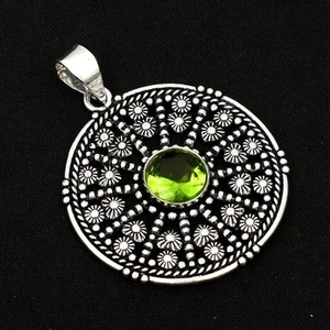Peridot Gemstone Ethnic Handmade Pendant Jewelry Gift For Her 2" AP-99522 - Picture 1 of 1
