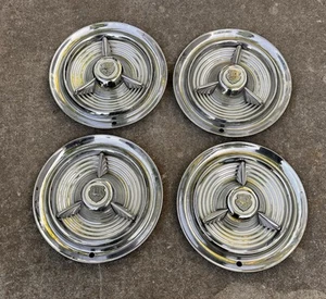 53 54 55 Oldsmobile Fiesta Spinner Hub Caps 15" Set 4 Olds 1953 1954 1955 Hubcap - Picture 1 of 15