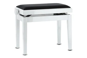 Banc Piano Deluxe Blanc Brillant Réglage Hauteur Facile à Utiliser de 48 à 57 cm... - Photo 1/7