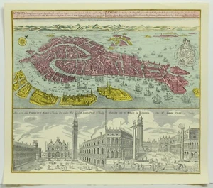 Venice Italy Color M. Seuttero Lotter 1770 Vintage High Quality Reproduction Map - Picture 1 of 6