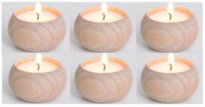 6 小号圆形木制小蜡烛烛台山毛榉木现代极简主义未完成 — 第 1/4 张图片