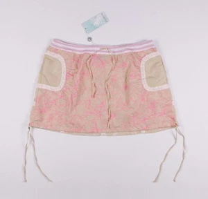 Vintage Custo Barcelona Y2K Nylon Dragon Print Tan/Pink Mini Skirt Size US6 - Bild 1 von 6