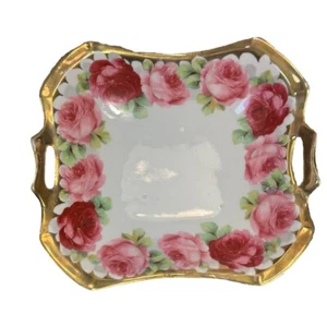 Antique K. Steinmann Silesia Porcelain Trinket Candy Dish Florals & Gold Germany - Picture 1 of 15