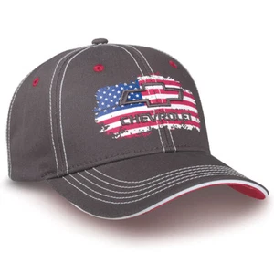 Chevrolet Bowtie American Flag Salute Gray Cotton Hat - Picture 1 of 2