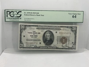 $20 1929 1870 National Currency Note PCGS MS64 FR Bank of New York) NY - Picture 1 of 8