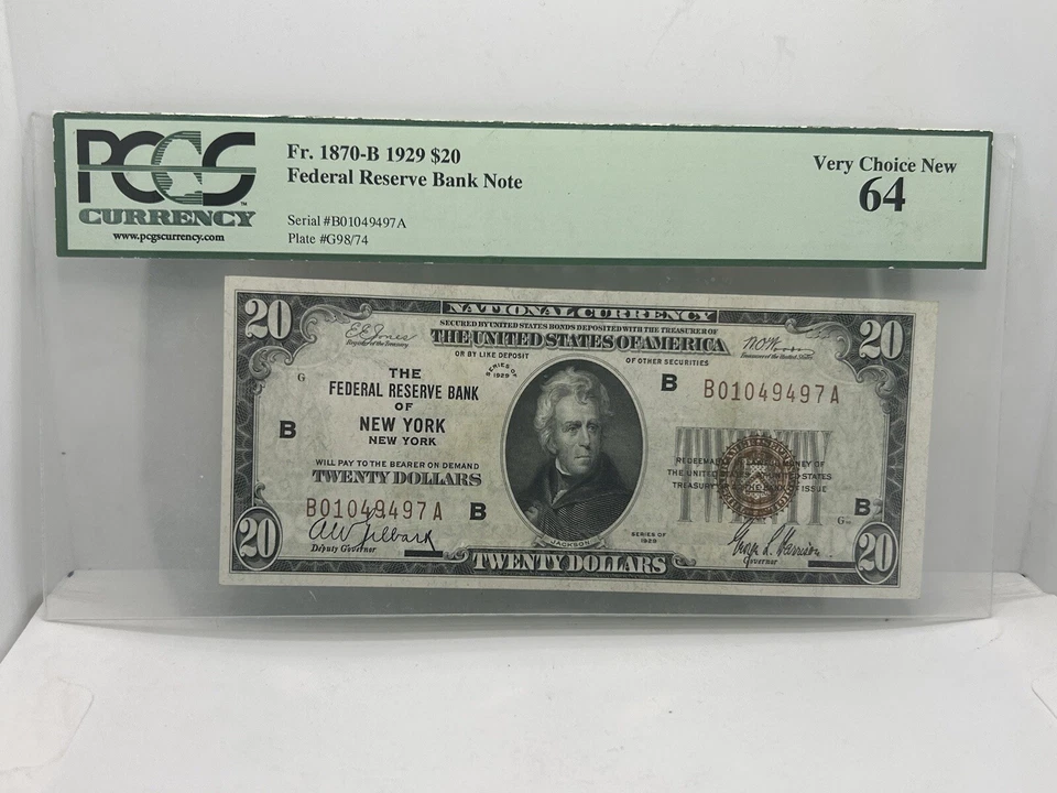 $20 1929 1870 National Currency Note PCGS MS64 FR Bank of New York) NY - Image 1 of 4