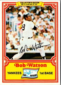 1981 Topps Drake's Big Hitters Bob Watson #28 New York Yankees Baseball Card