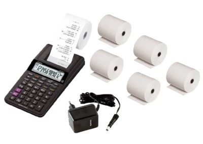 Casio® druckender Tischrechner HR-8RCE, inkl. Netzteil und 5 Additionsrollen