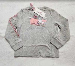 New girl's Vineyard Vines Cupid whale Valentine's Day long sleeve pocket tee - Picture 1 of 6