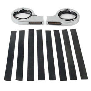 Chrome Motorrad-LED-Gabelblinkerleuchte, bernsteinfarben, fits Harley Touring - Picture 1 of 11