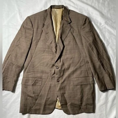 ISAIA Napoli Prince of whales check wool Light brown sport blazer jacket 44L - Image 1 of 4