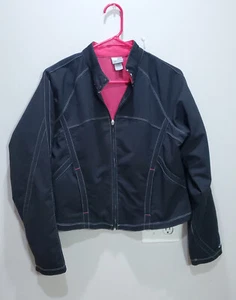 C9 By Champion Jacket Womens Large Full Zip Black Bomber Denim Polyester Ladies - Picture 1 of 10