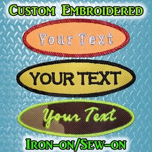 Custom Embroidered Name Tag or Text Tag Iron-on/Sew-on 4"x1" or 3"x1" Option - Picture 1 of 6